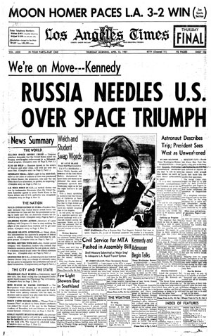 Los Angeles Times 13 апреля 1961 года Стр.1
